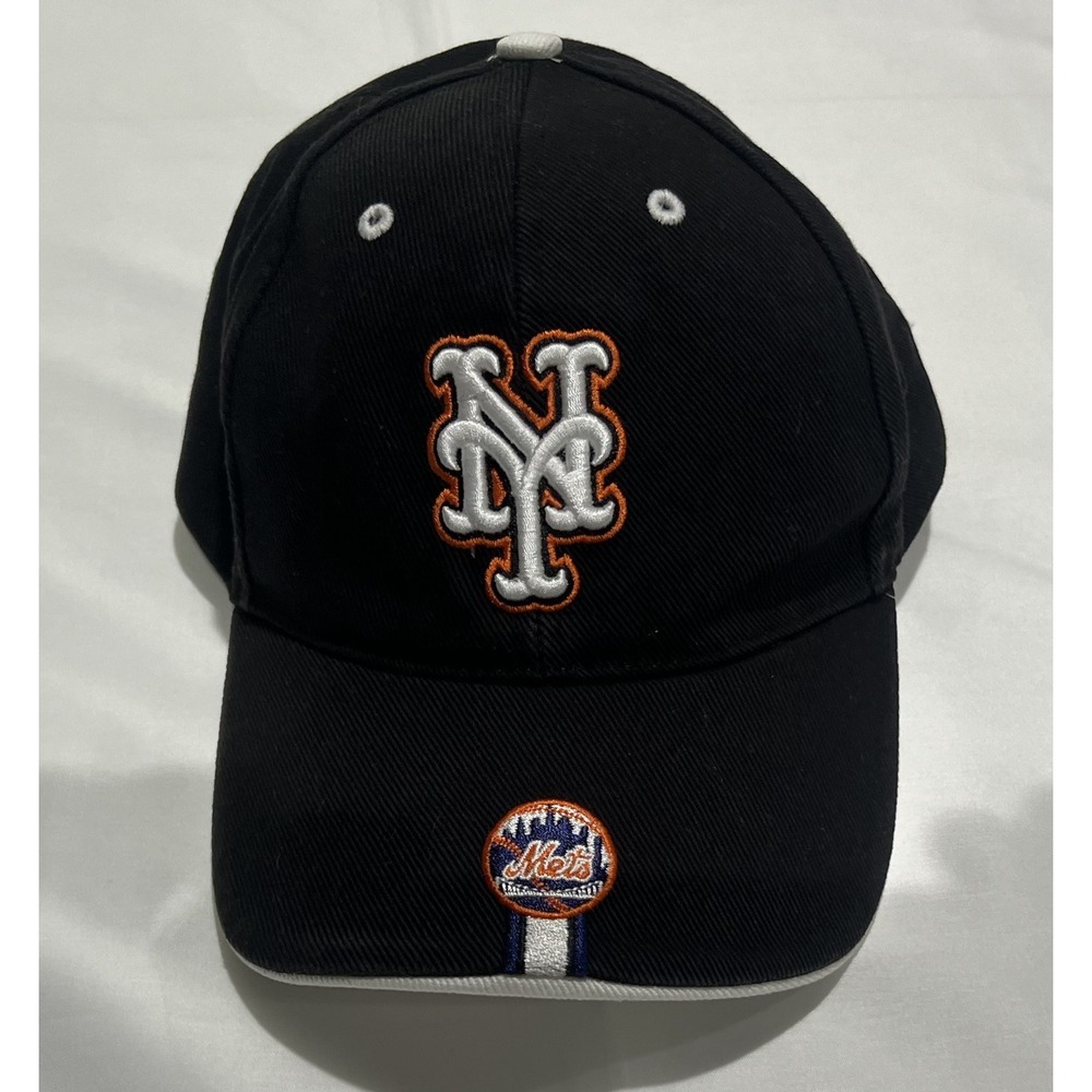 New York Mets Hat Cap One Size Black Strapback Twins Enterprise Inc Vintage 90s